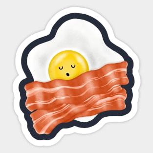 Sleeping Egg on Bacon Blanket Sticker